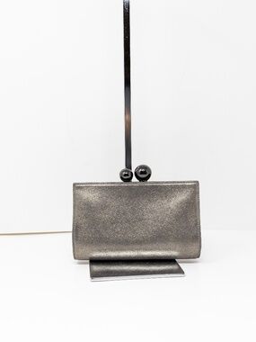 Rodo Microfiber Kiss Lock Top Convertible Shoulder Clutch Purse Bag Metallic